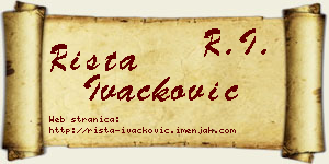 Rista Ivačković vizit kartica